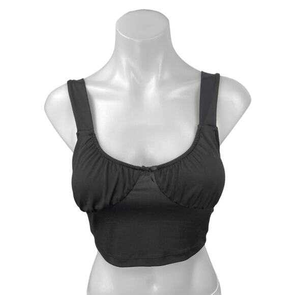 Divided by H&M Black Bow Sleeveless Scoop Neck Bustier Crop Tank Top Size S - Picture 1 of 4